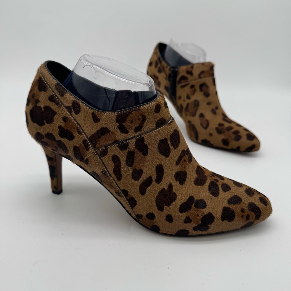 Cole Haan Lizette Calf Hair Leopard Shootie Heel Bootie Size 8.5 B